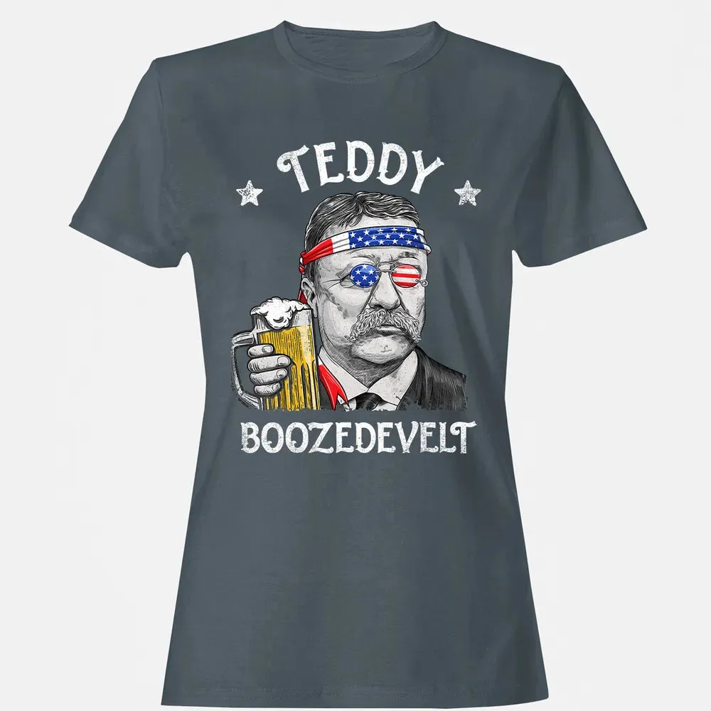 Teddy Boozedevelt Theodore Roosevelt 4th of July Drinking Women's T-shirt - 3