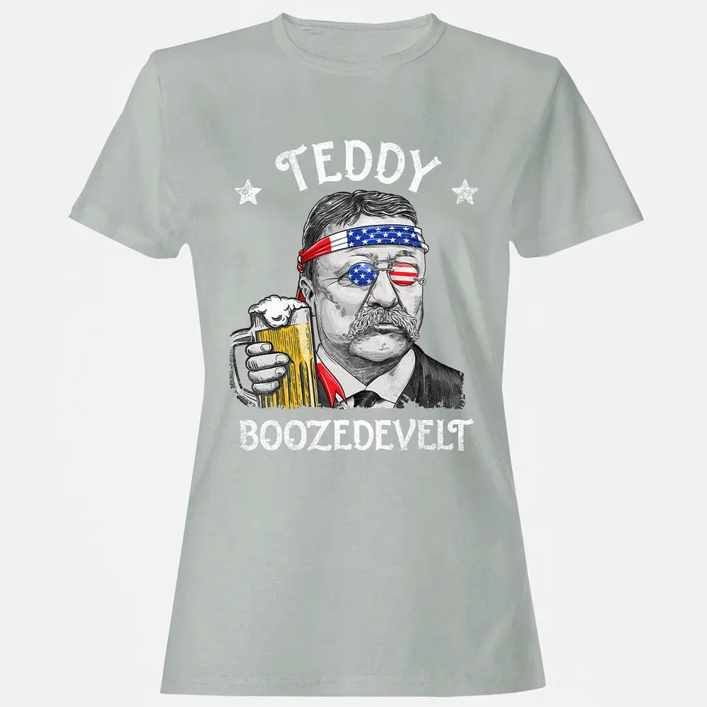 Teddy Boozedevelt Theodore Roosevelt 4th of July Drinking Women's T-shirt - 2