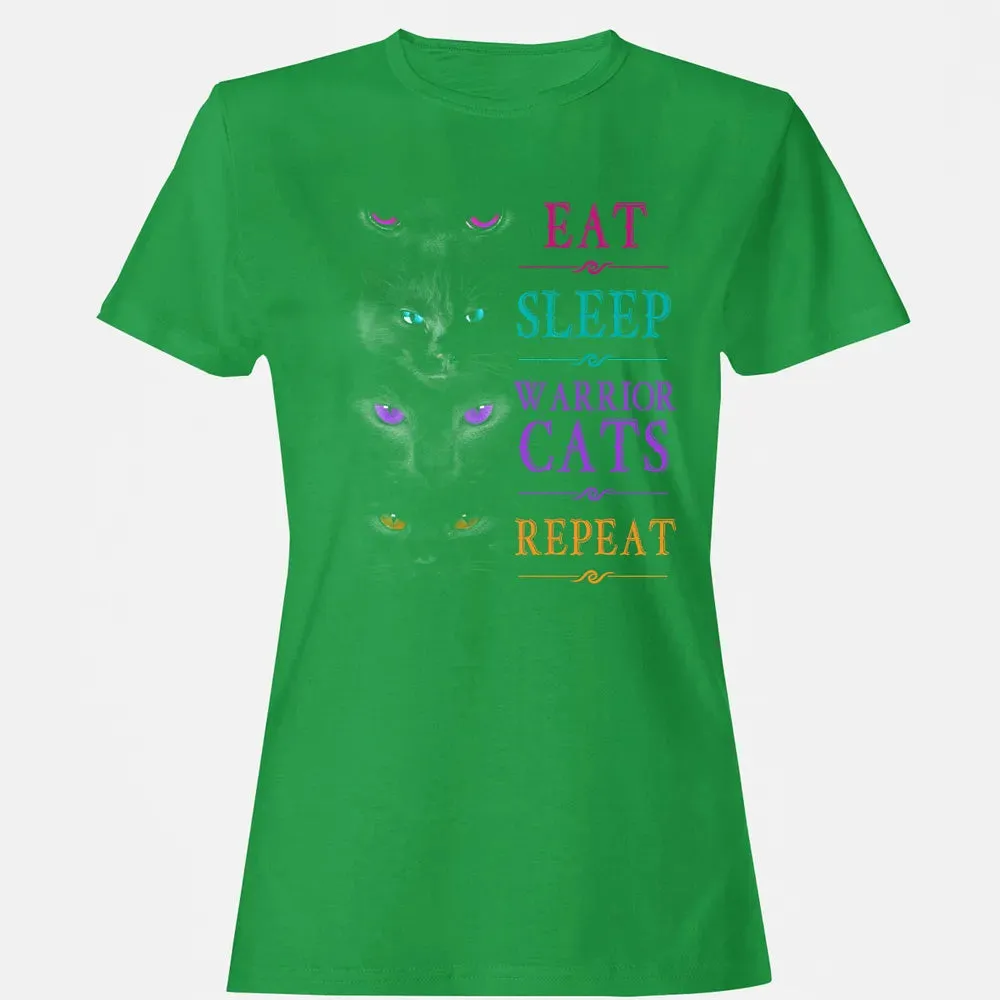 Eat Sleep Warrior Cats Repeat Funny Cat Warrior Hoodie Women's T-shirt - 7