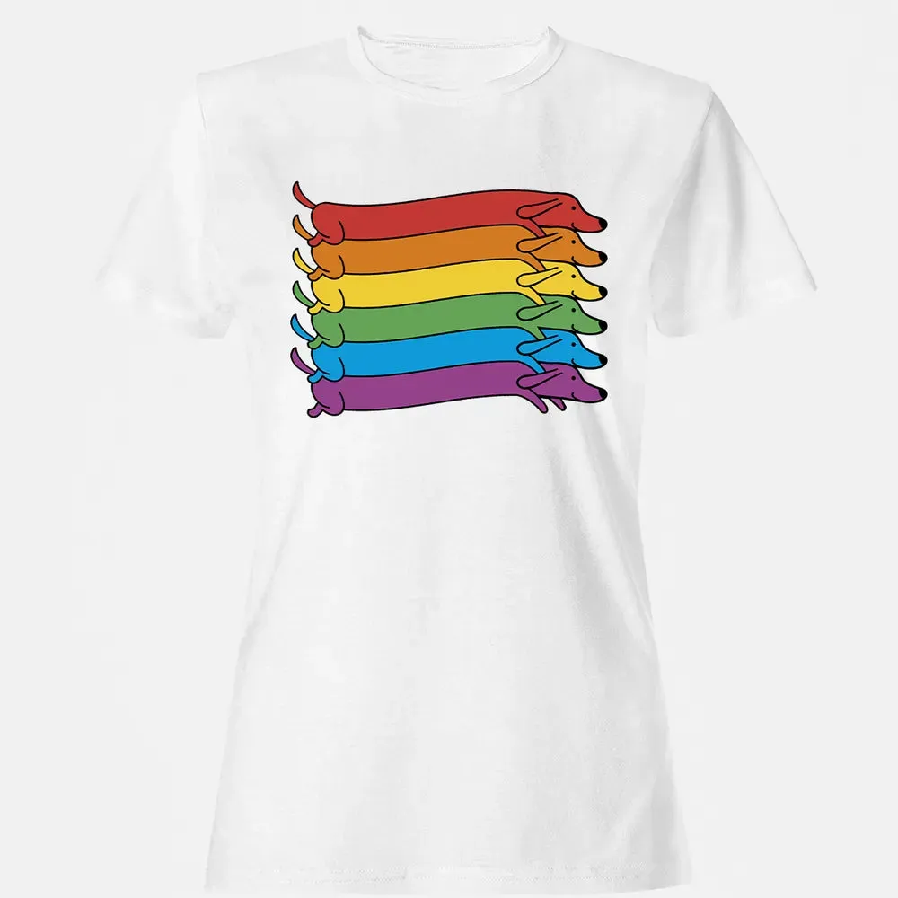 Rainbow Dachshund Pride Flag Women's T-shirt - 16