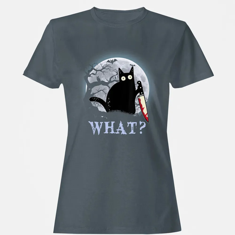 Cat What Murderous Black Cat With Knife Halloween Costume Women's T-shirt - 3