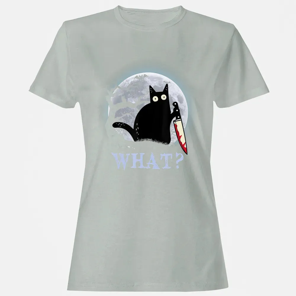 Cat What Murderous Black Cat With Knife Halloween Costume Women's T-shirt - 2