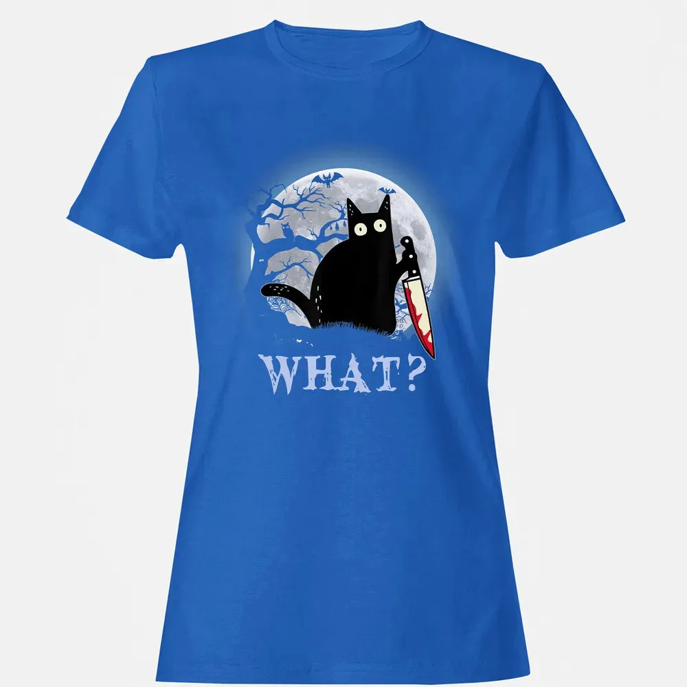 Cat What Murderous Black Cat With Knife Halloween Costume Women's T-shirt - 14