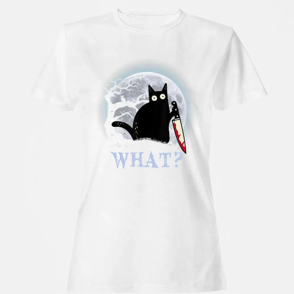 Cat What Murderous Black Cat With Knife Halloween Costume Women's T-shirt - 16