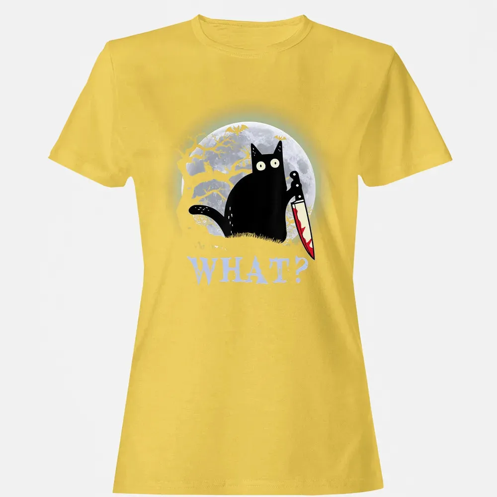 Cat What Murderous Black Cat With Knife Halloween Costume Women's T-shirt - 4