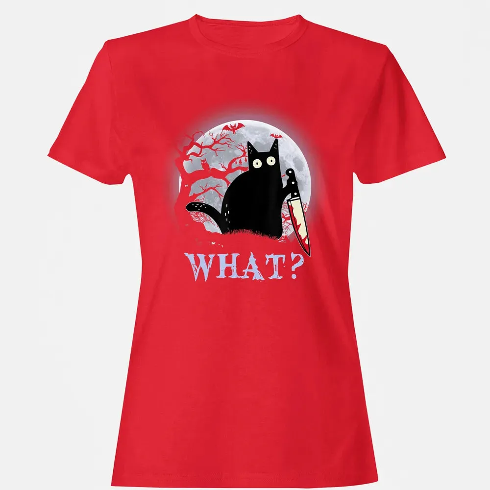 Cat What Murderous Black Cat With Knife Halloween Costume Women's T-shirt - 13