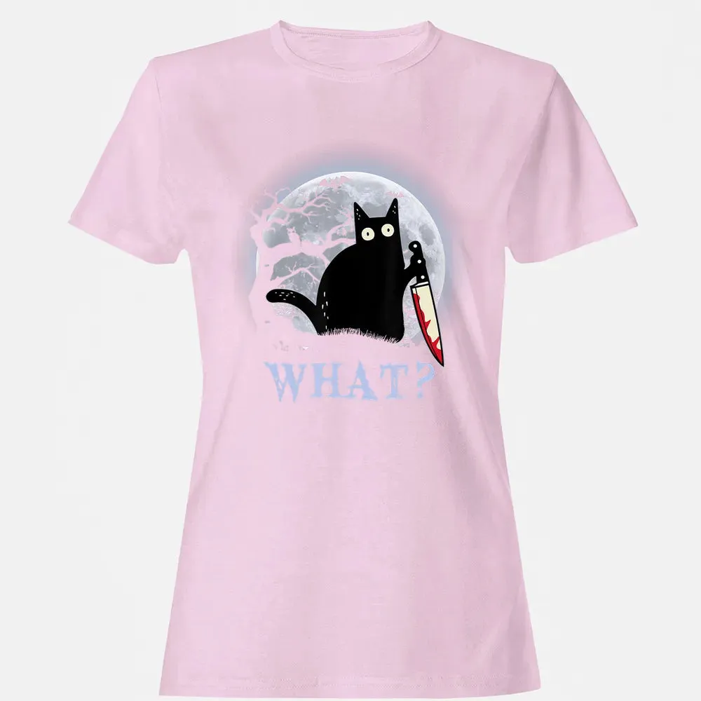 Cat What Murderous Black Cat With Knife Halloween Costume Women's T-shirt - 9
