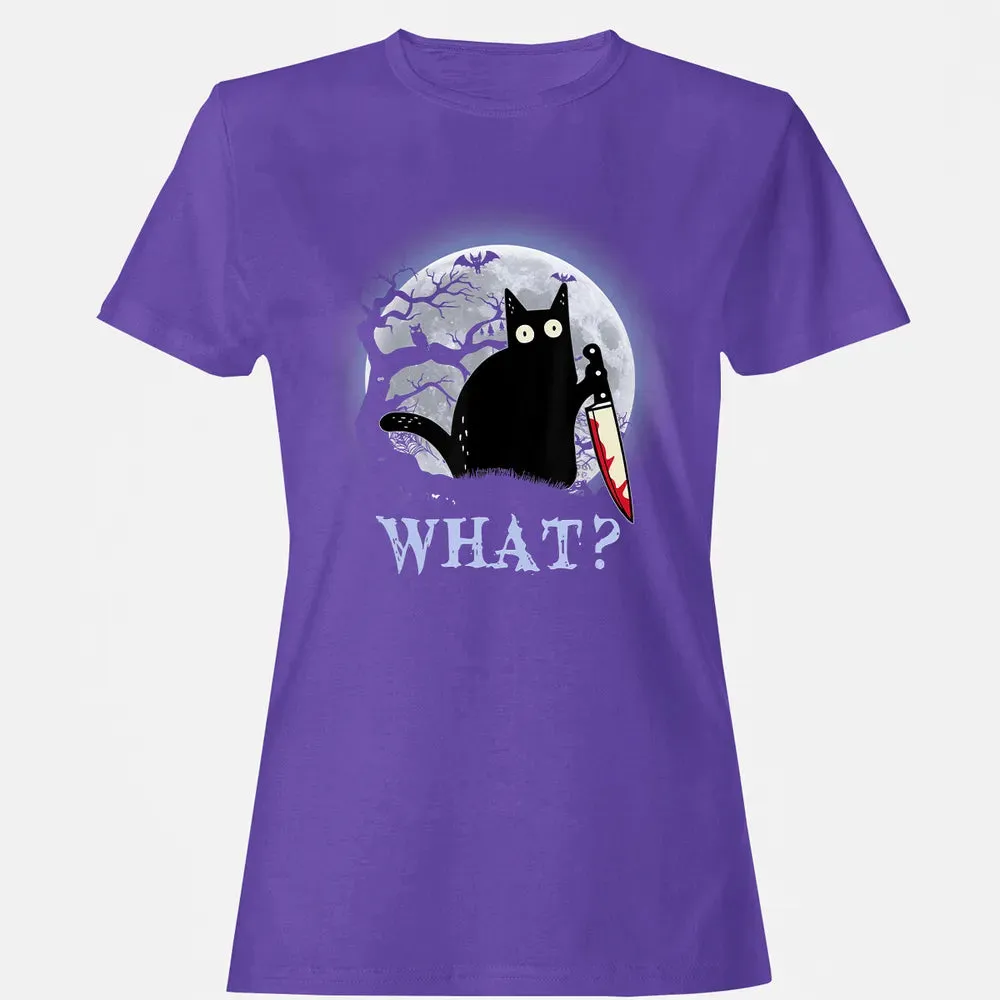 Cat What Murderous Black Cat With Knife Halloween Costume Women's T-shirt - 12