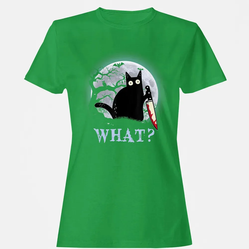 Cat What Murderous Black Cat With Knife Halloween Costume Women's T-shirt - 7