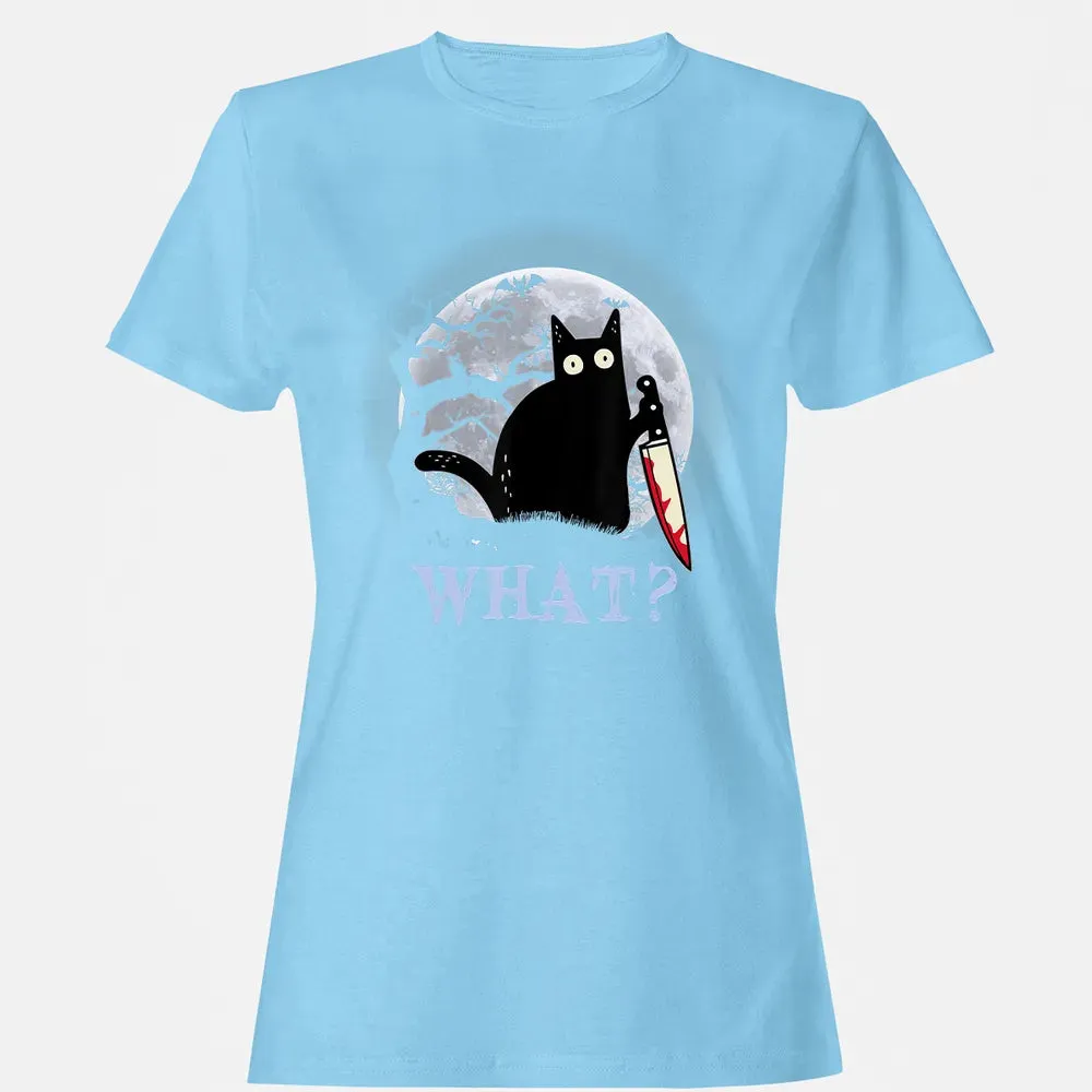 Cat What Murderous Black Cat With Knife Halloween Costume Women's T-shirt - 8