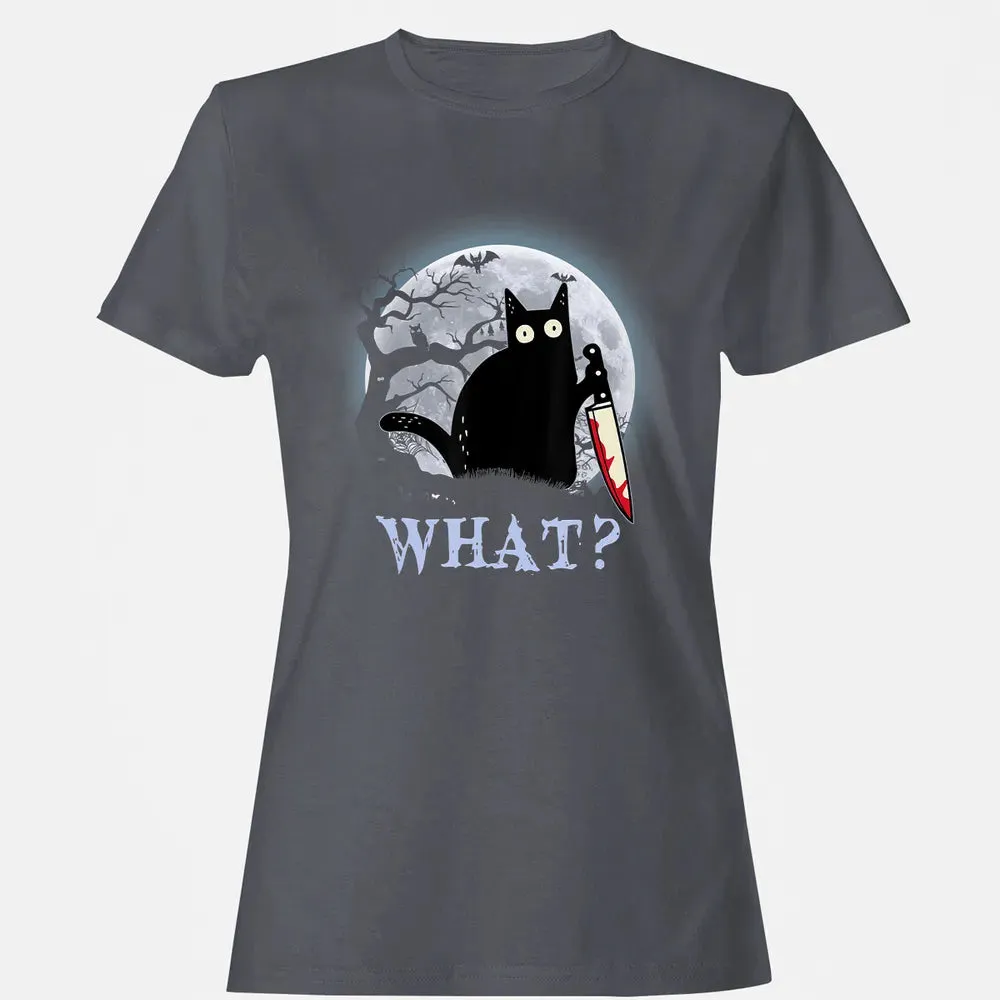 Cat What Murderous Black Cat With Knife Halloween Costume Women's T-shirt - 5
