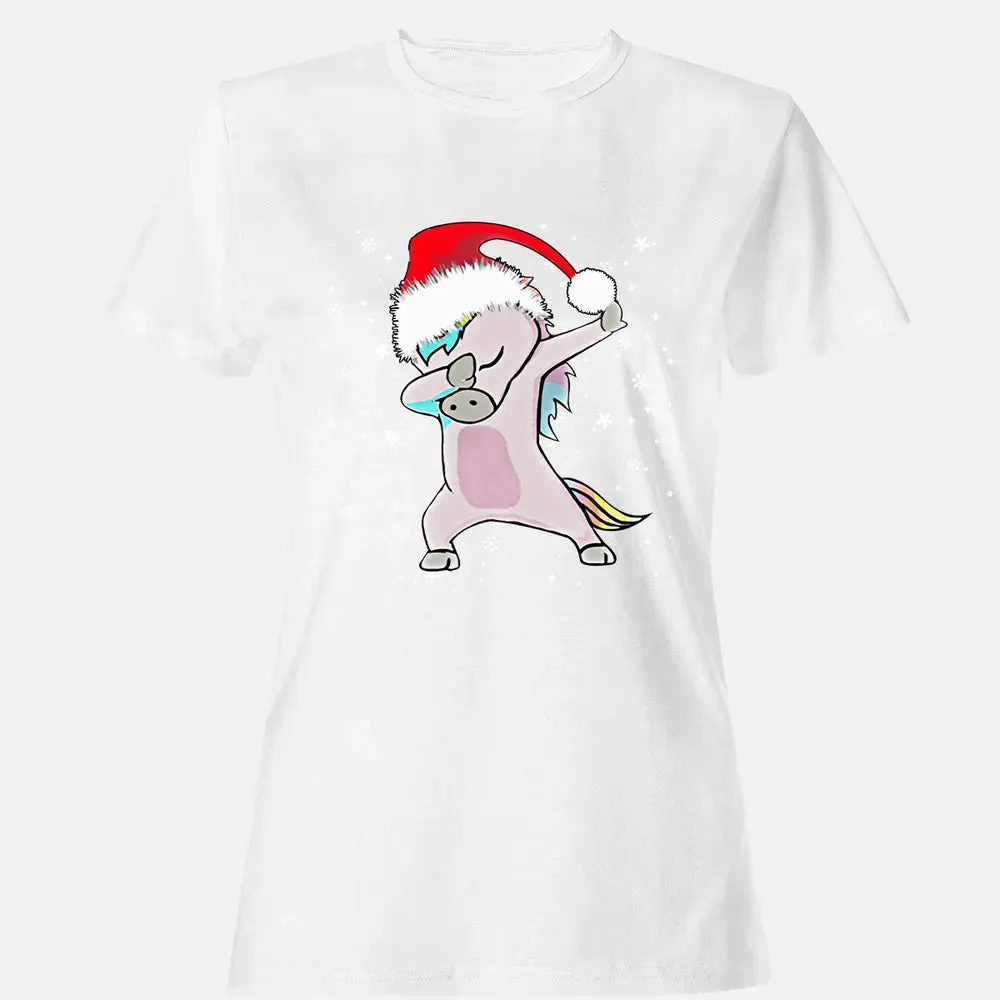 Unicorn Dabbing Christmas Women's T-shirt - 16