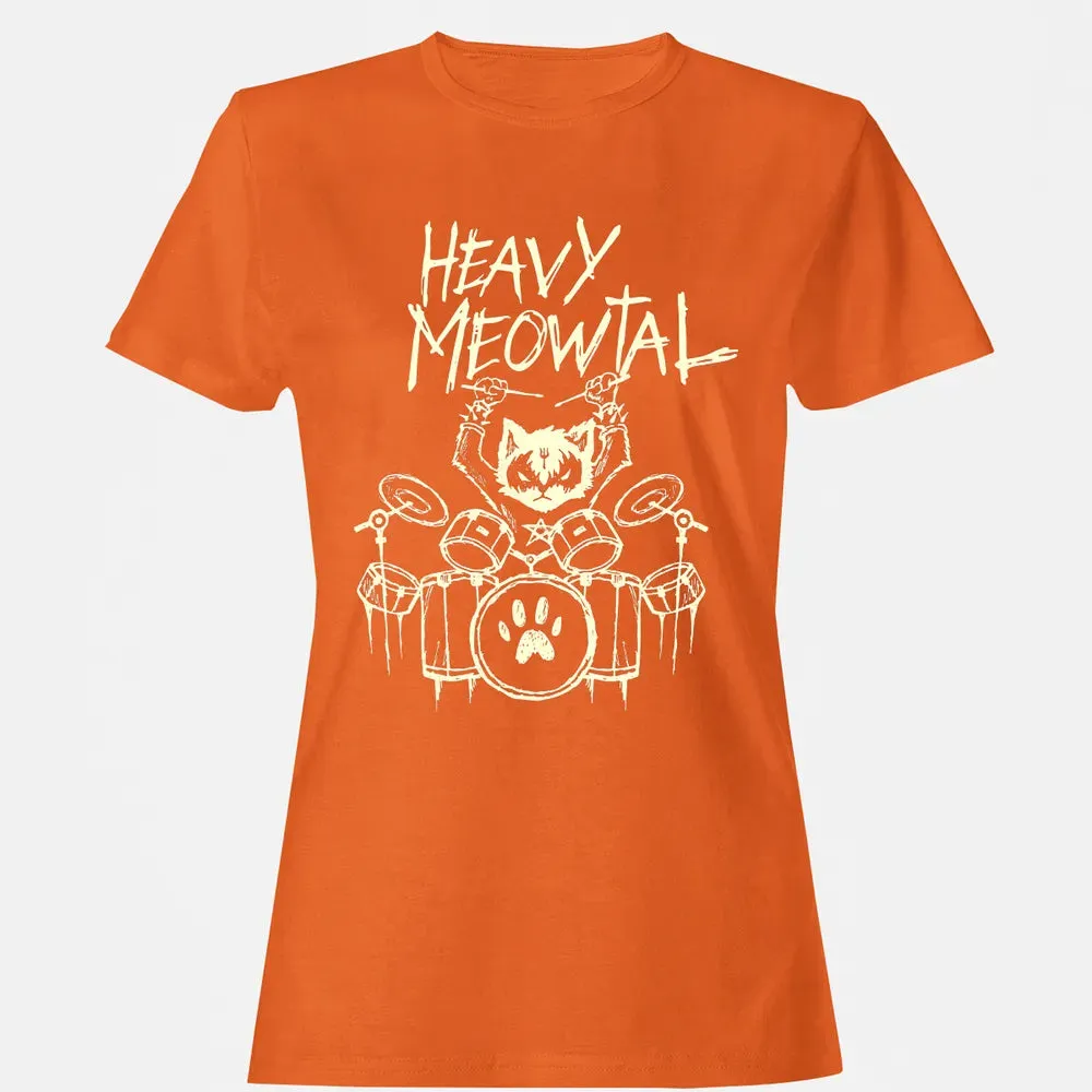 Heavy Metal Headbanger Gift Drummer Cat Playing Drum Meowtal Women's T-shirt - 11