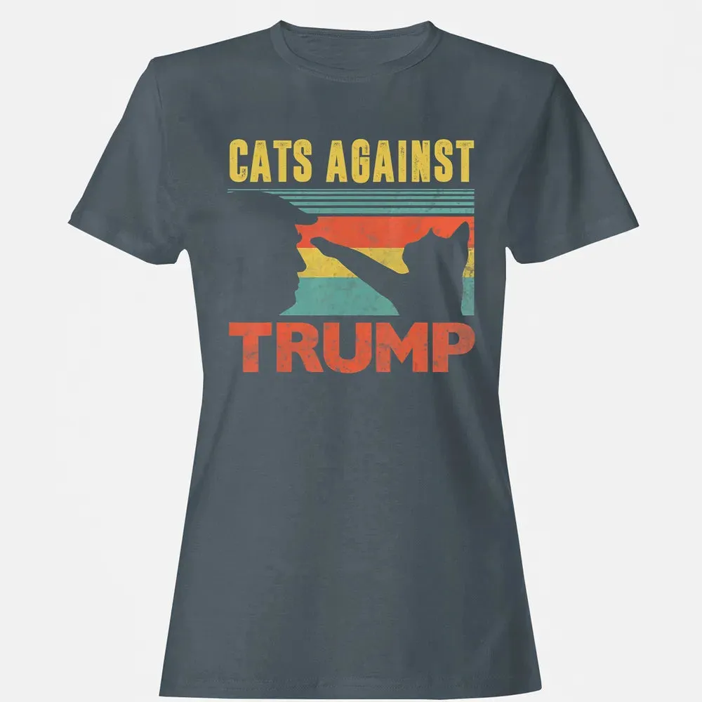 Cats Against Trump Funny Cat Punch Anti Hates Vote Out Women's T-shirt - 3