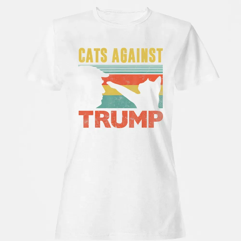 Cats Against Trump Funny Cat Punch Anti Hates Vote Out Women's T-shirt - 16