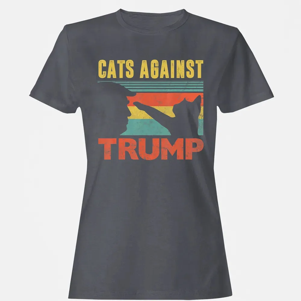 Cats Against Trump Funny Cat Punch Anti Hates Vote Out Women's T-shirt - 5