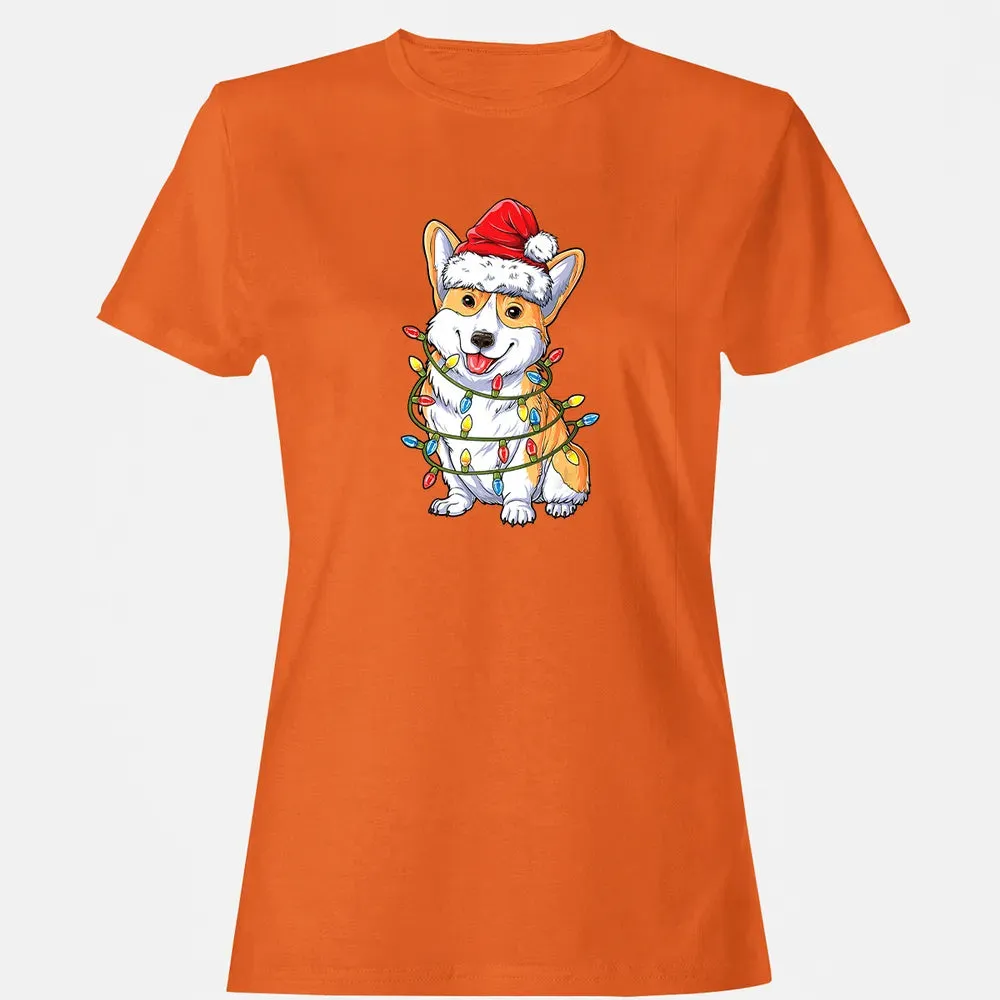 Corgi Christmas  Santa Boys Kids Xmas Lights Corgmas Women's T-shirt - 11