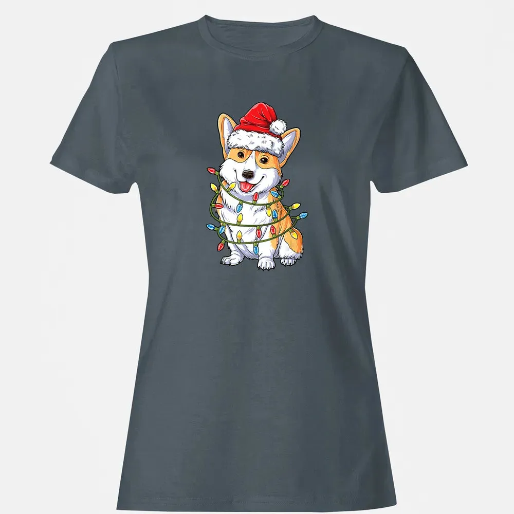 Corgi Christmas  Santa Boys Kids Xmas Lights Corgmas Women's T-shirt - 3