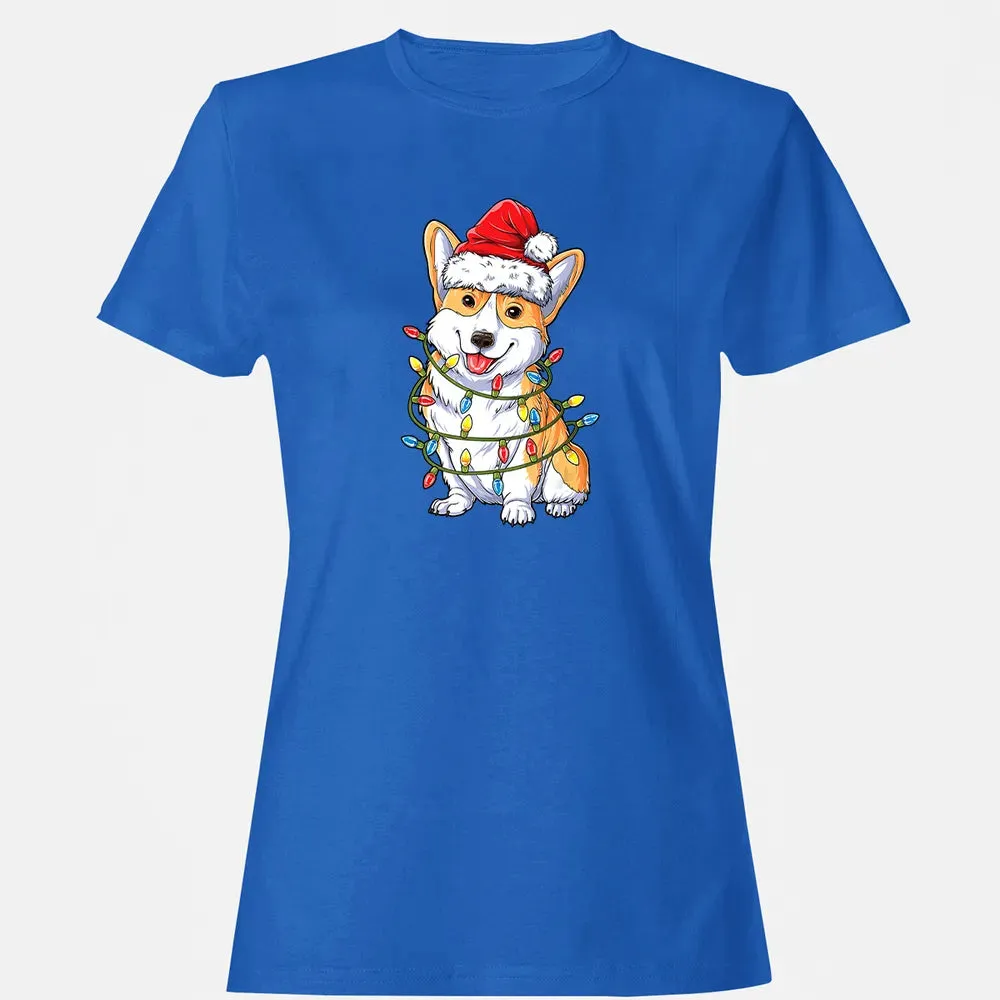 Corgi Christmas  Santa Boys Kids Xmas Lights Corgmas Women's T-shirt - 14