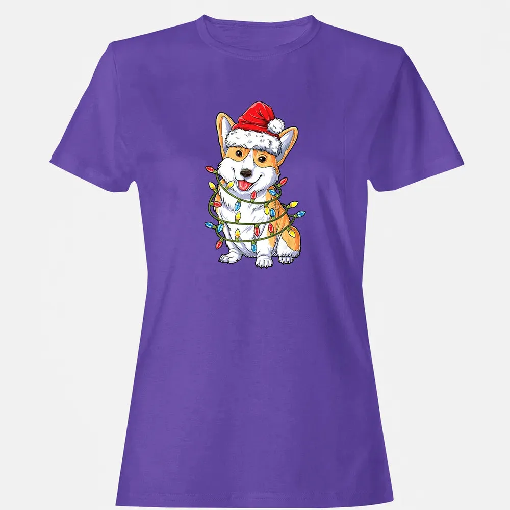 Corgi Christmas  Santa Boys Kids Xmas Lights Corgmas Women's T-shirt - 12