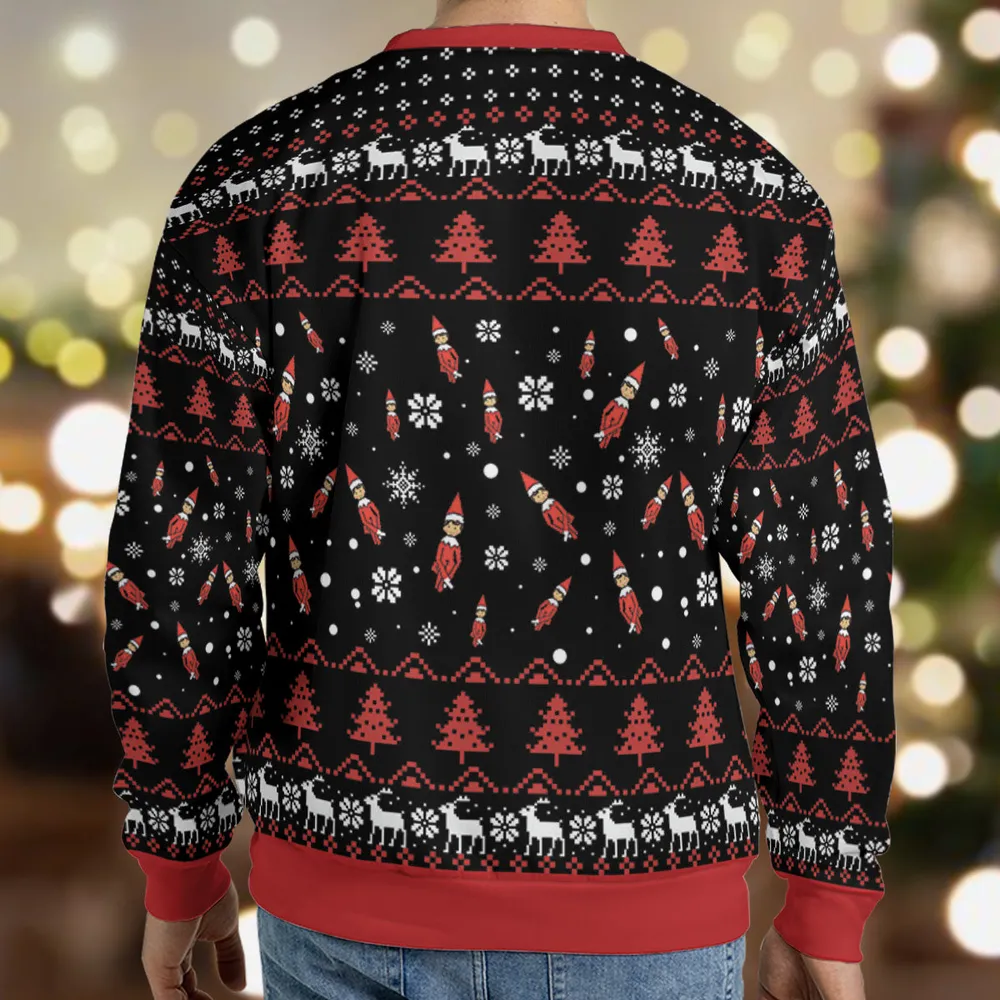 Snitches get Stitches Elf on the Shelf Ugly Christmas Sweatshirt - 2