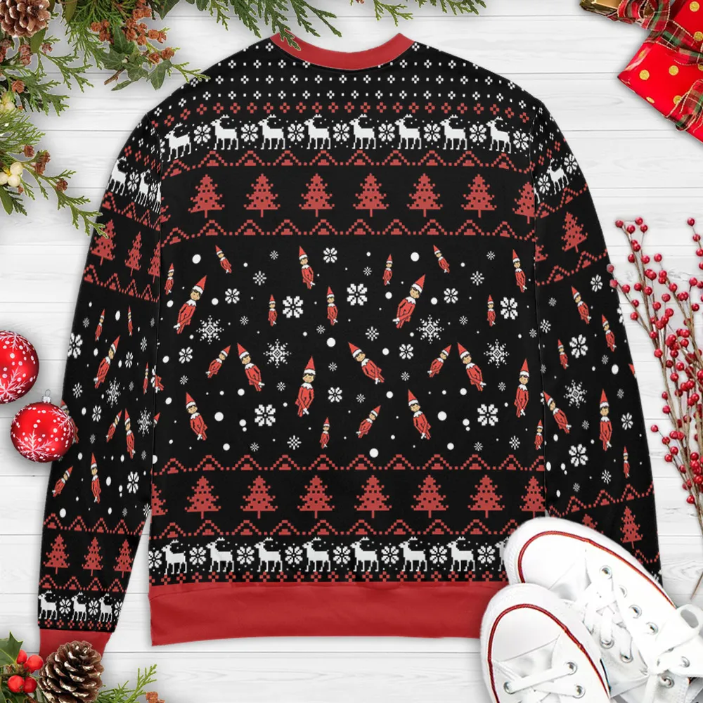 Snitches get Stitches Elf on the Shelf Ugly Christmas Sweatshirt - 4