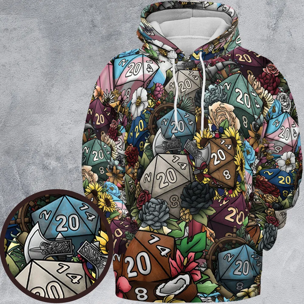 Flower Dice All-over Print Hoodie - 1