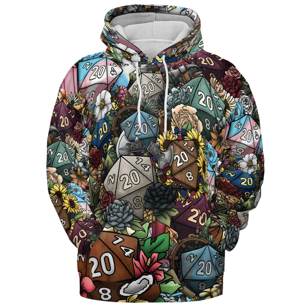 Flower Dice All-over Print Hoodie - 3