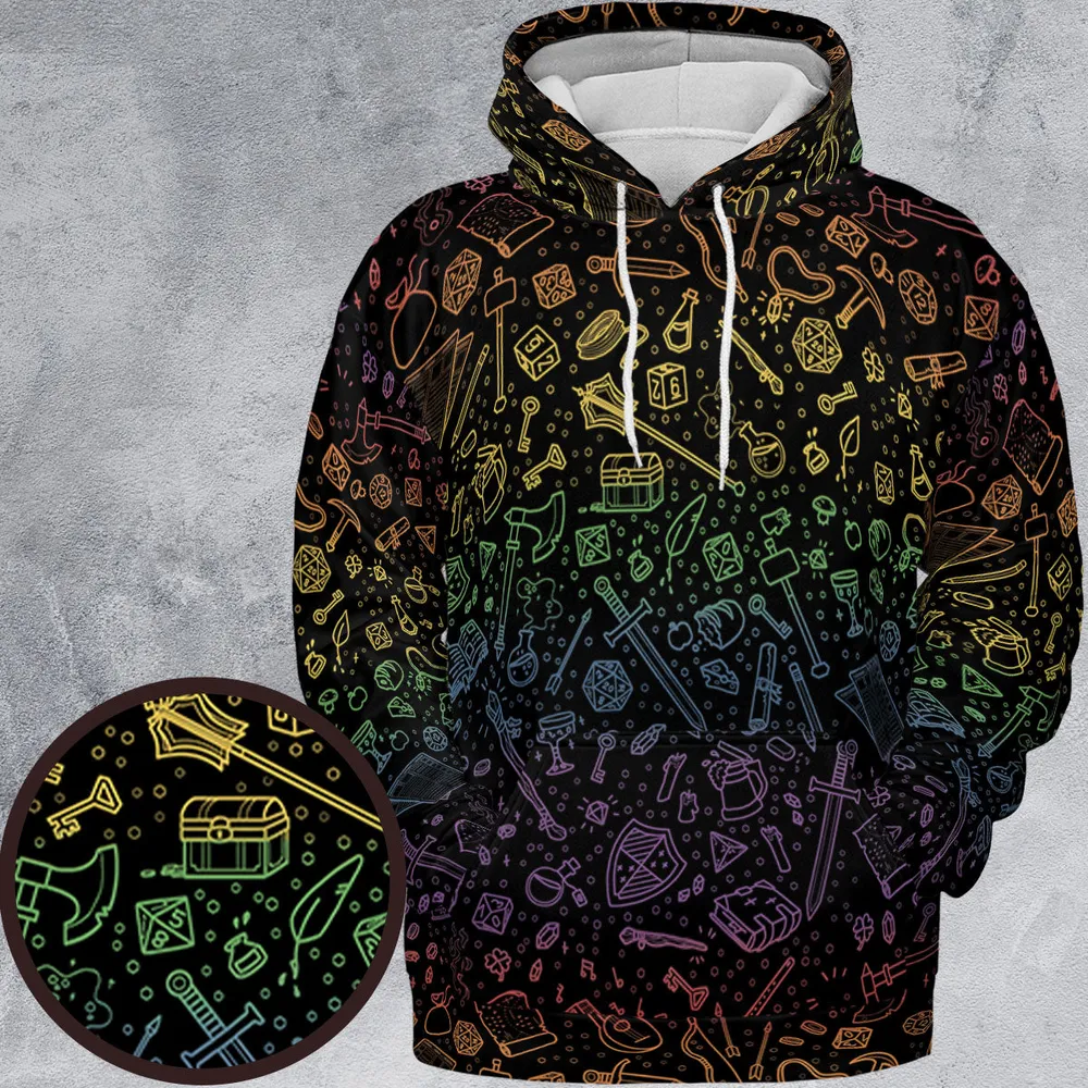 RPG Rainbow Pattern All-over Print Hoodie - 1