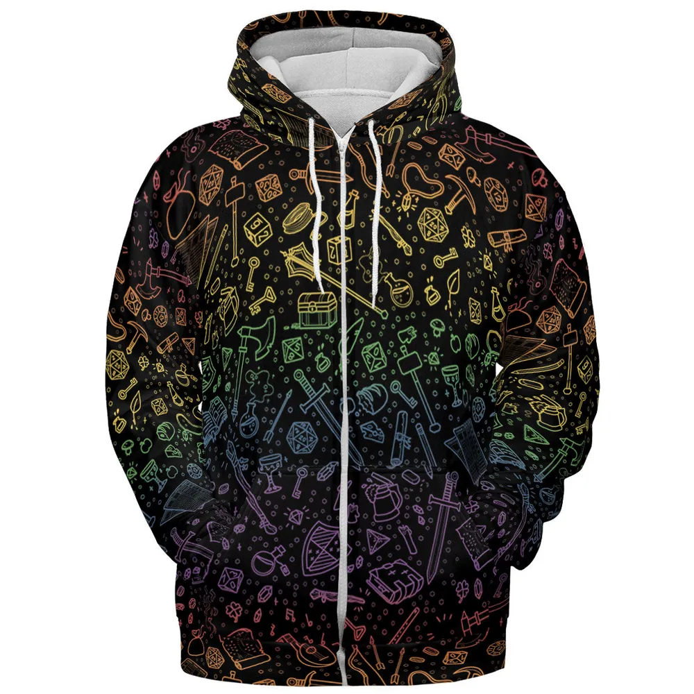 RPG Rainbow Pattern All-over Print Hoodie - 4