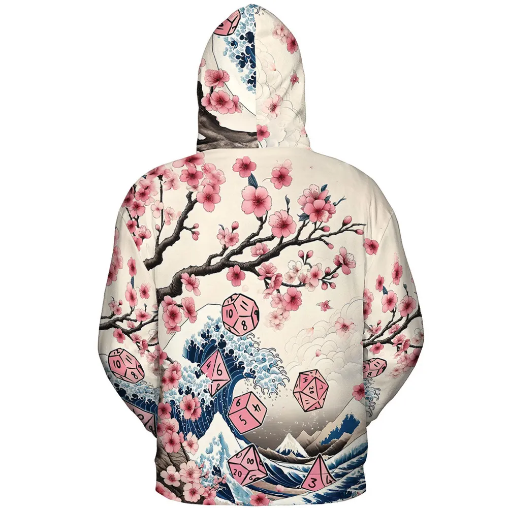 Pink Flower Dice All-over Print Hoodie - 3
