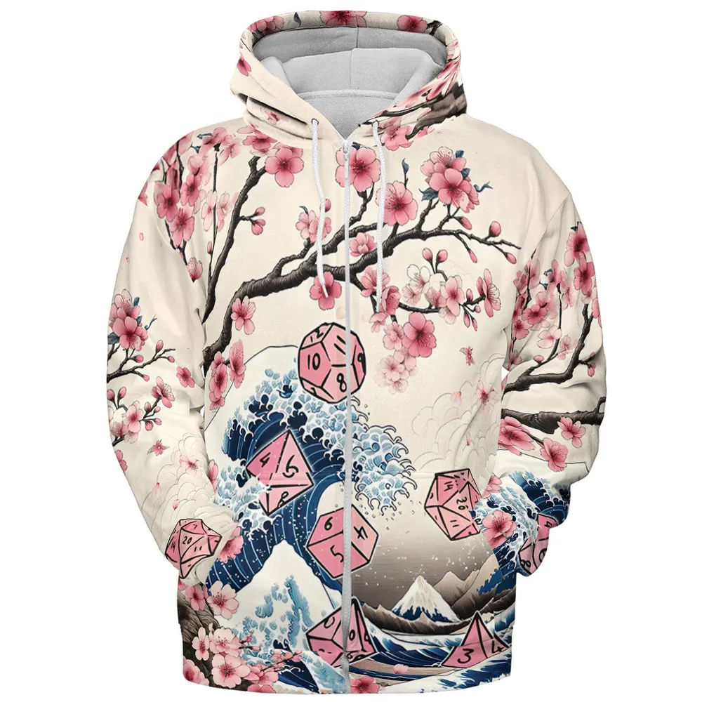 Pink Flower Dice All-over Print Hoodie - 4