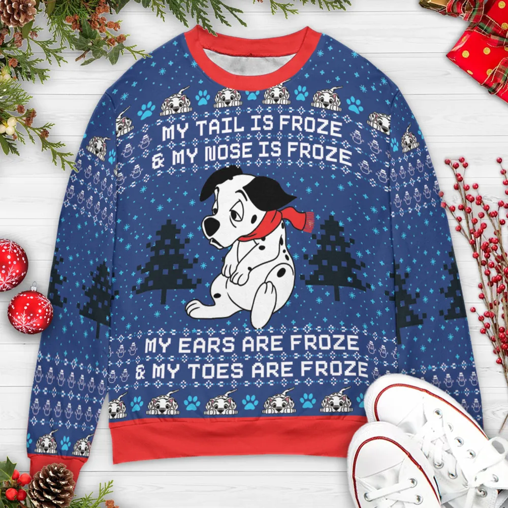 Tail Nose Ears Toes Freeze 101 Dalmatians Ugly Christmas Sweatshirt - 3