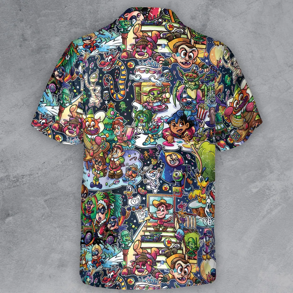 Cartoon X-mas Mashup Button Down Shirt - 3