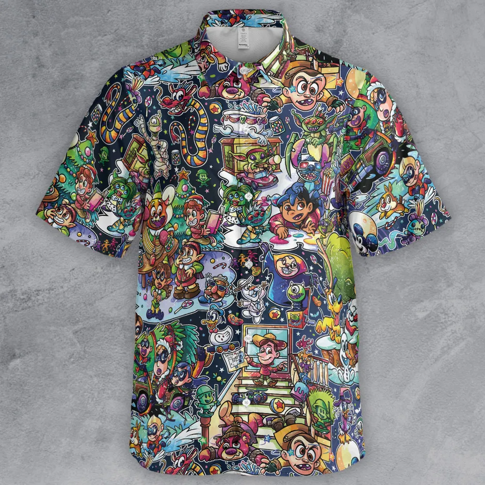 Cartoon X-mas Mashup Button Down Shirt - 2