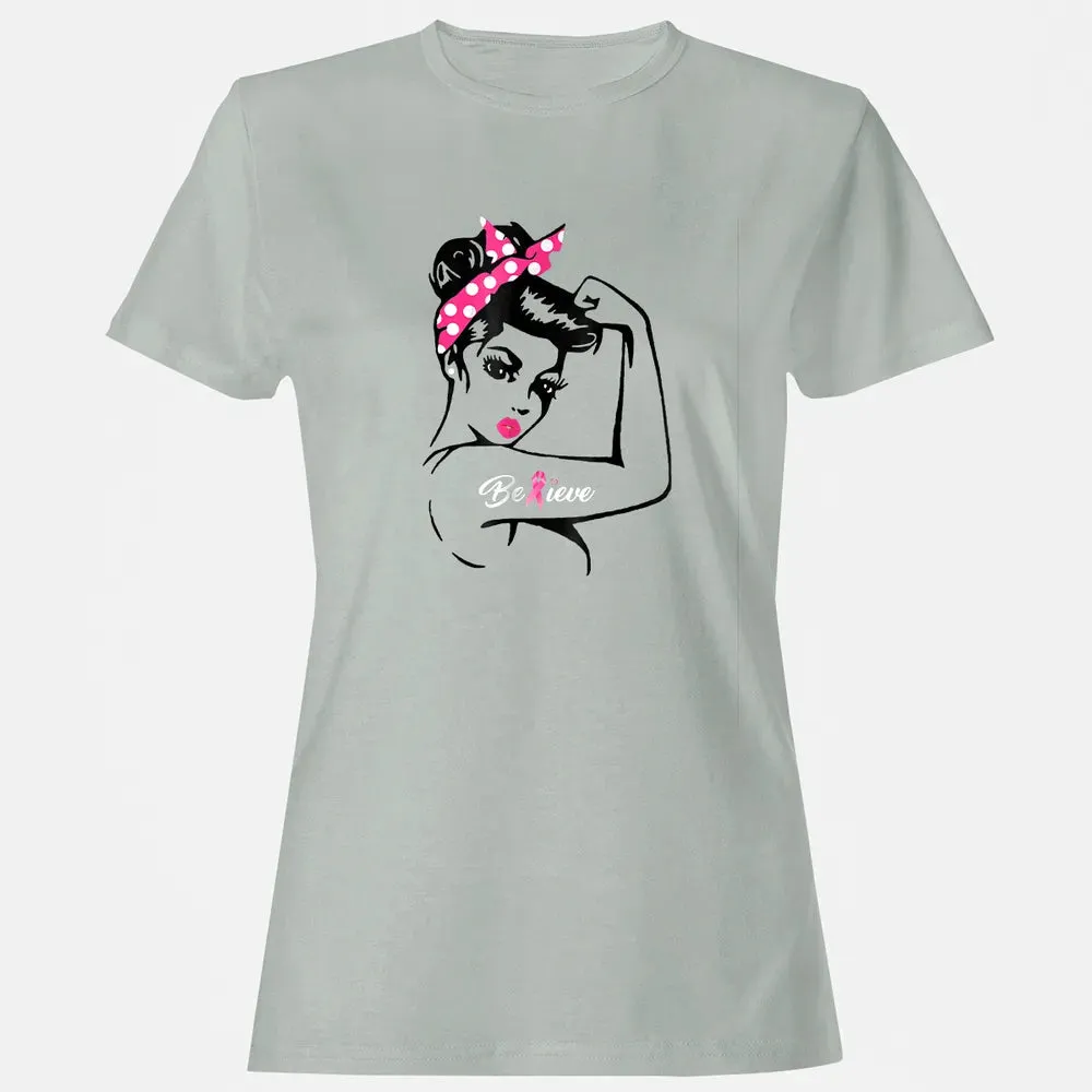 Breast Cancer Warrior T Awareness  Support Believe Women's T-shirt - 2