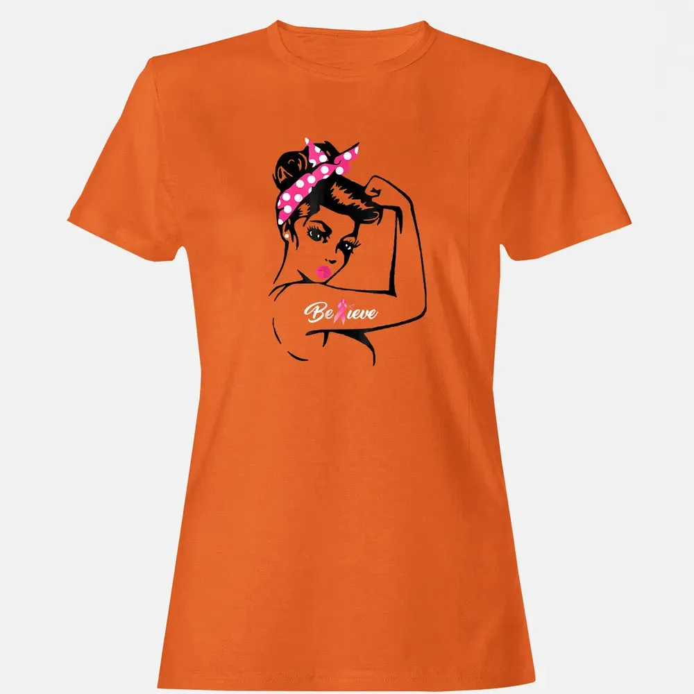 Breast Cancer Warrior T Awareness  Support Believe Women's T-shirt - 11