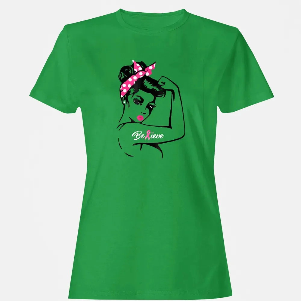Breast Cancer Warrior T Awareness  Support Believe Women's T-shirt - 7