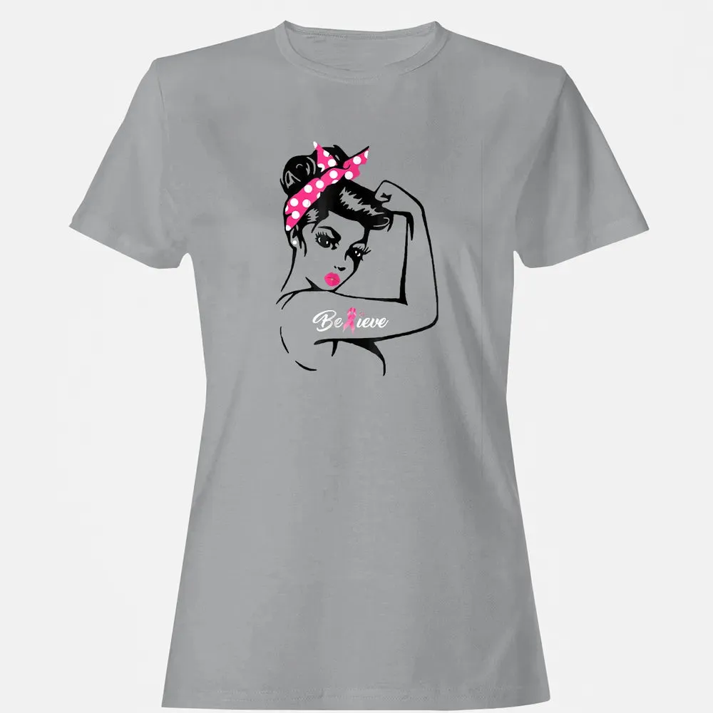 Breast Cancer Warrior T Awareness  Support Believe Women's T-shirt - 15