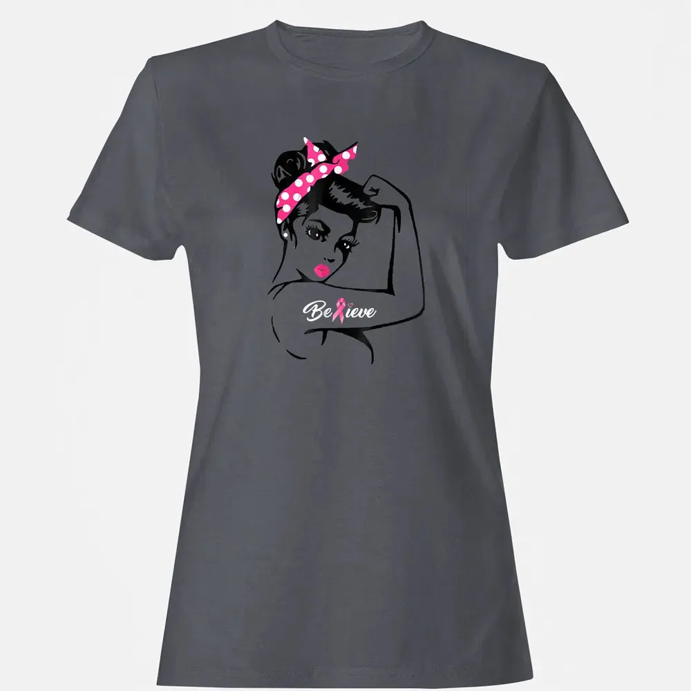 Breast Cancer Warrior T Awareness  Support Believe Women's T-shirt - 5