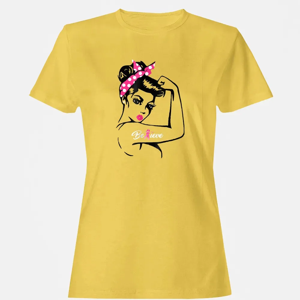 Breast Cancer Warrior T Awareness  Support Believe Women's T-shirt - 4