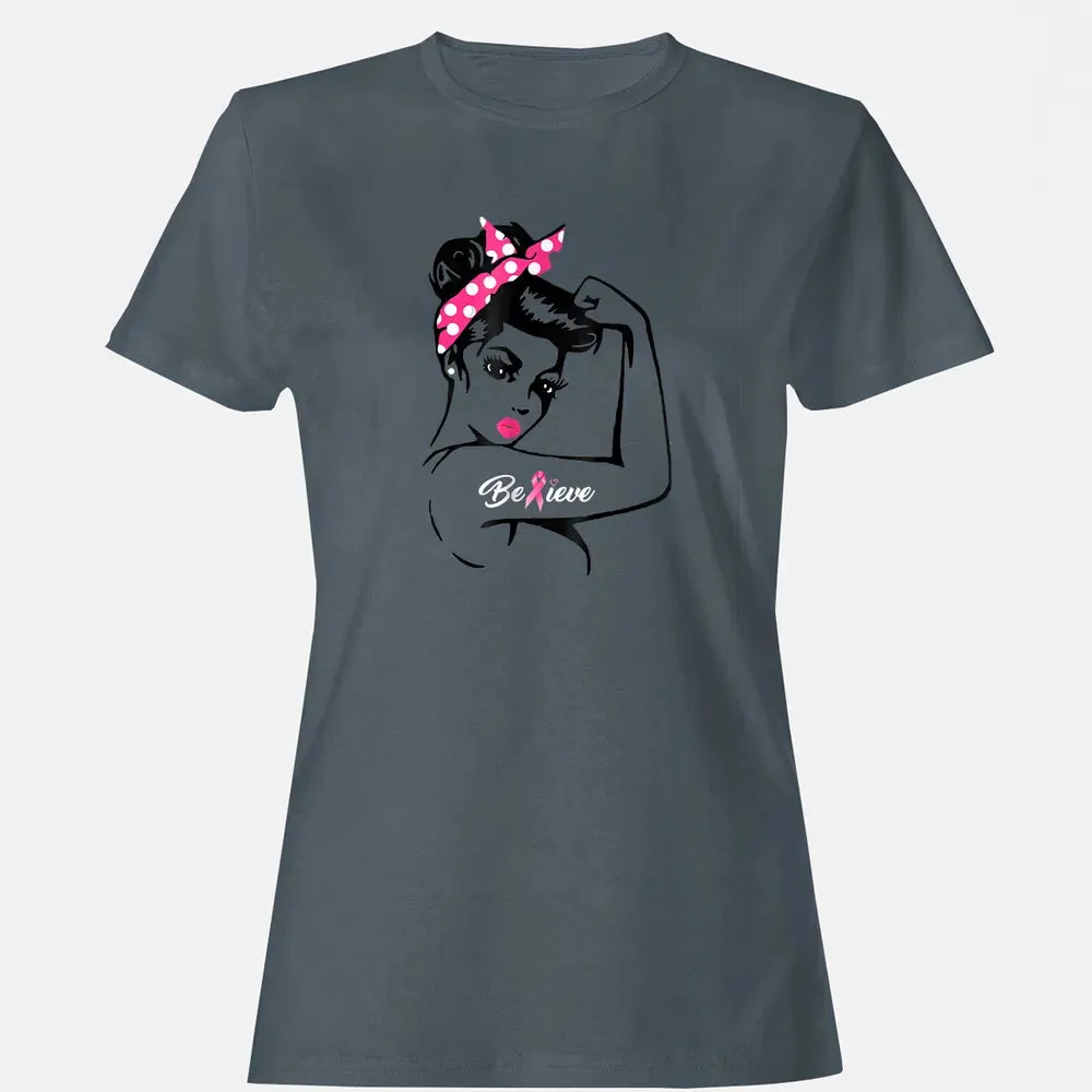 Breast Cancer Warrior T Awareness  Support Believe Women's T-shirt - 3