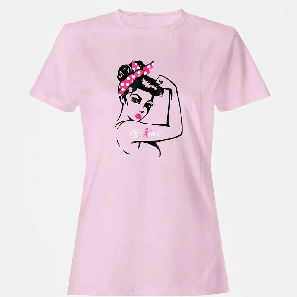 Breast Cancer Warrior T Awareness  Support Believe Women's T-shirt - 9