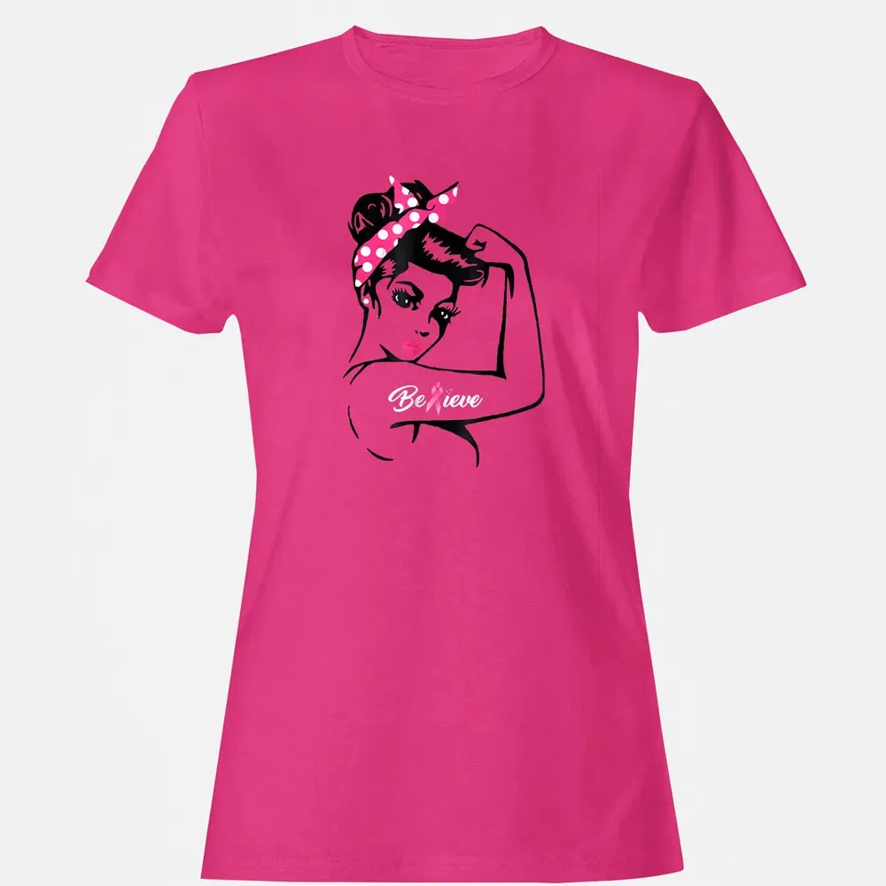 Breast Cancer Warrior T Awareness  Support Believe Women's T-shirt - 6