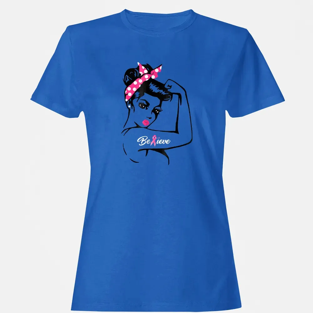 Breast Cancer Warrior T Awareness  Support Believe Women's T-shirt - 14