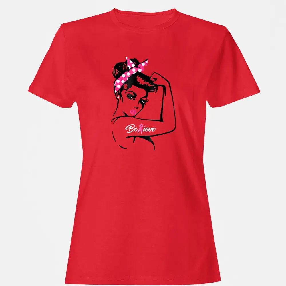 Breast Cancer Warrior T Awareness  Support Believe Women's T-shirt - 13