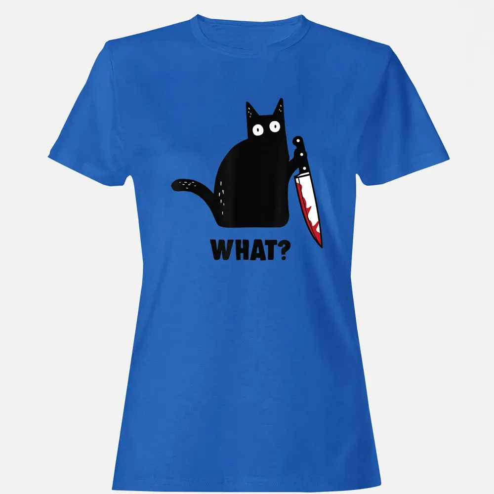 Cat What Funny Black Ca, Murderous Cat With Knife Women's T-shirt - 14