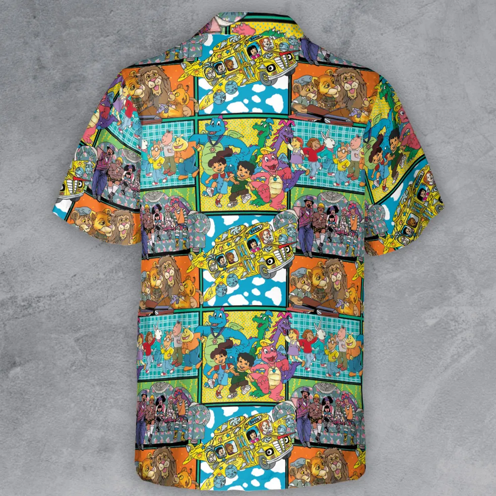 80s 90s Nostalgic Education Shows Button Down Shirt - 3