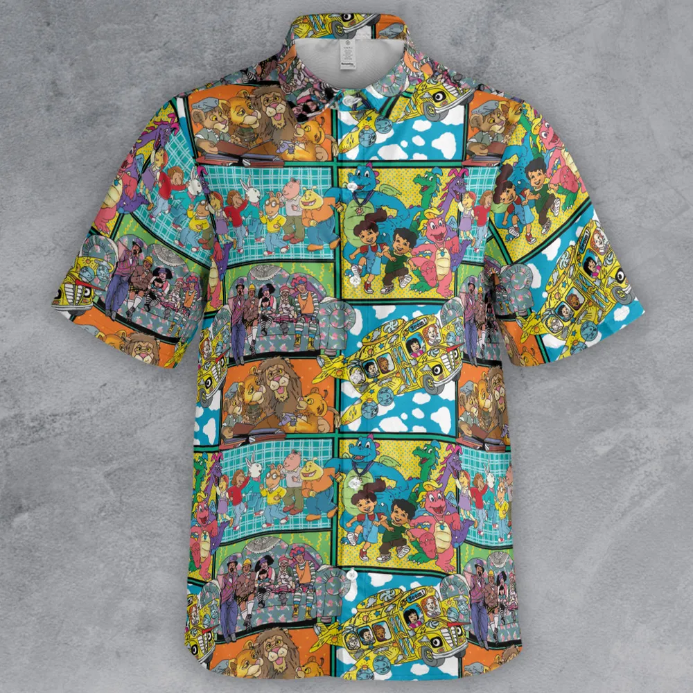 80s 90s Nostalgic Education Shows Button Down Shirt - 2