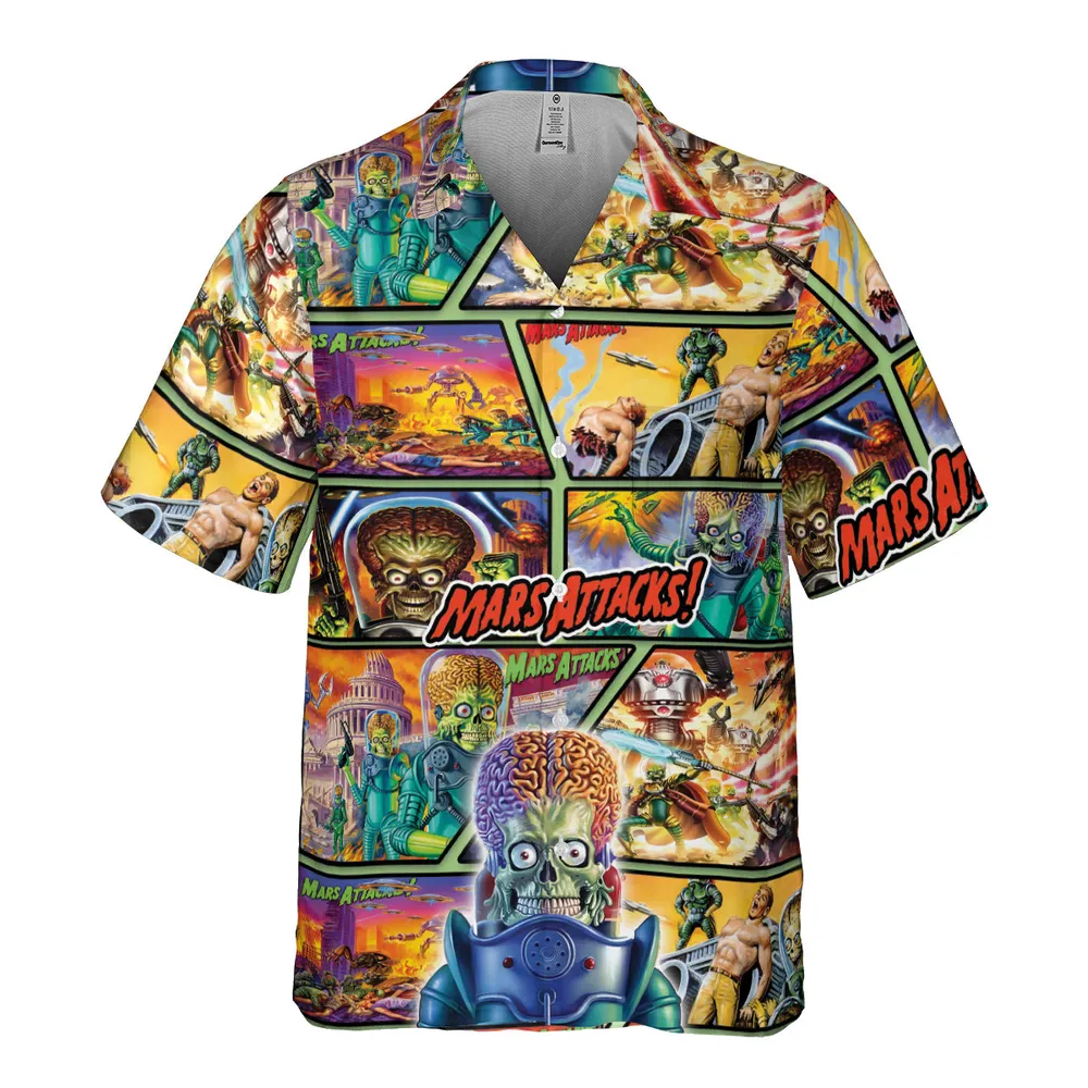 Ack! Ack! Ack! Mars Attacks Pocket Hawaiian Shirt - 3